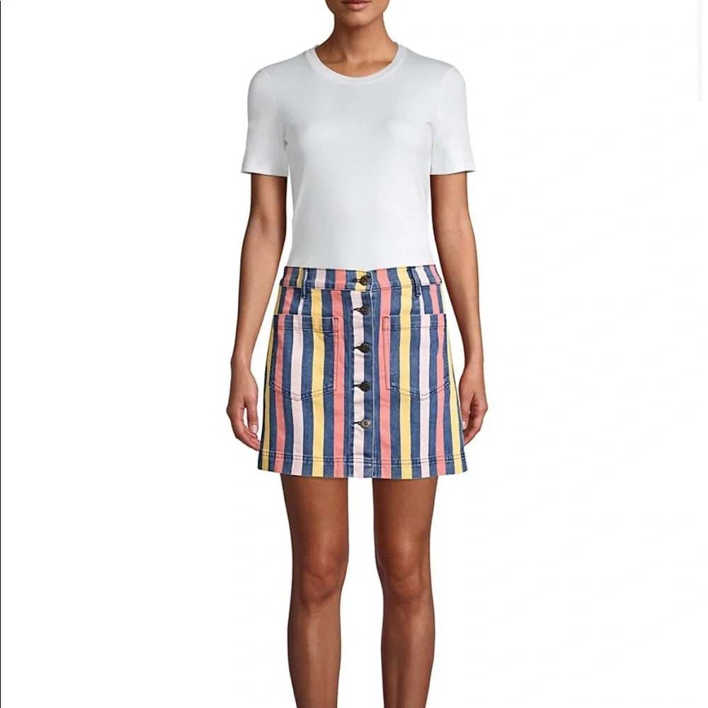 3 X 1 Rose Striped Mini Denim Skirt Size 24/XS